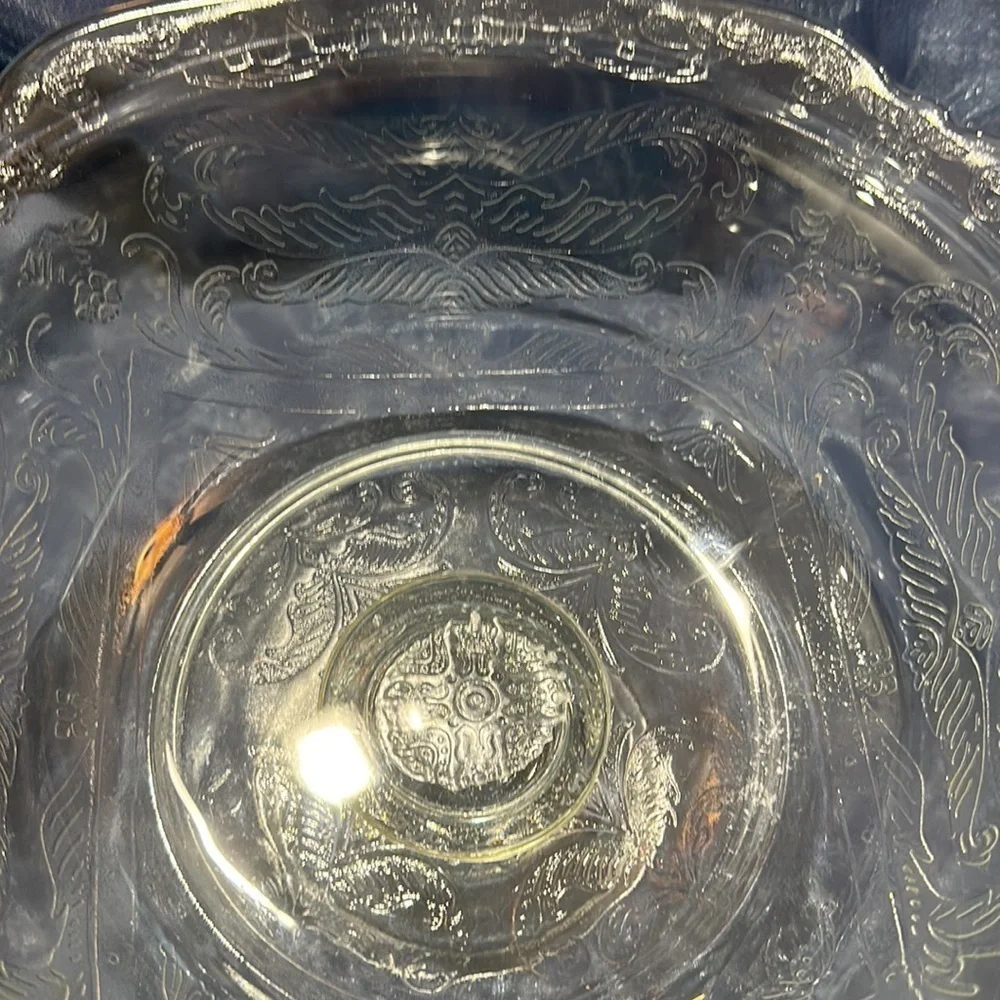 VINTAGE Depression Federal glass yellow Glass Madrid Footed Pedestal Bowl